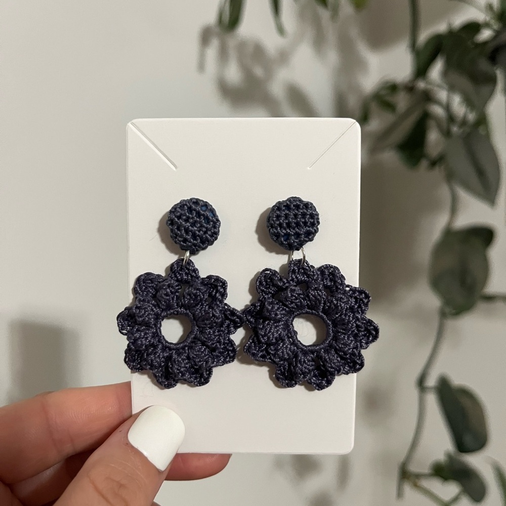 Elegant Handmade Crochet Flower Stud Earrings